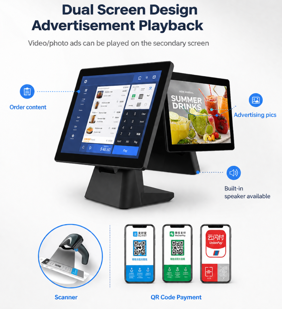 SN-B20 Premium 15" Aluminum Alloy POS Terminal — Perfect UI Compatibility