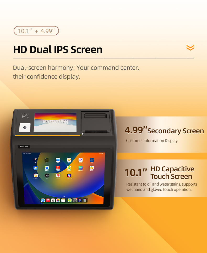 SN-D3 All-in-One POS Terminal with printer built-in — Asymmetric Dual Displays