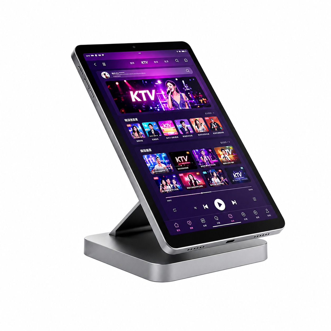 Commercial POS Tablet mounted on magnetic charging dock
