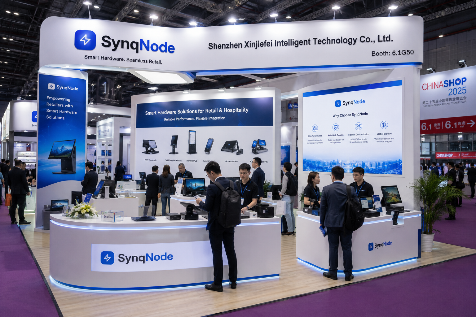 TillNode POS systems are demonstrated to global clients at international retail exhibitions.