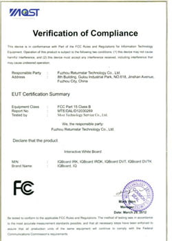 FCC Certificate