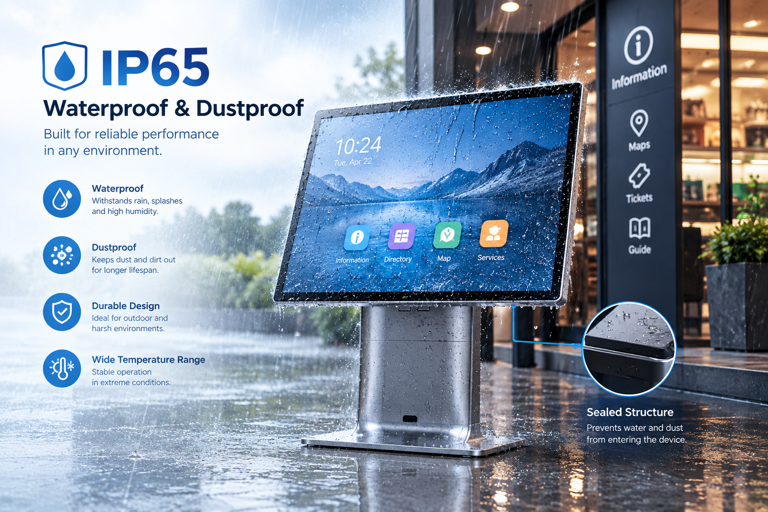 IP65 water and dust resistance is engineered into our core POS terminals.