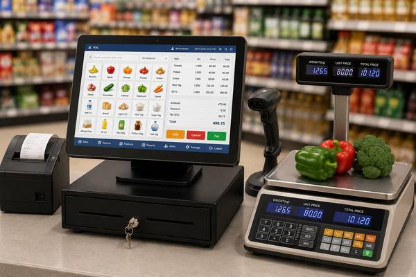 Customer viewing order details and upsell promotion on POS display