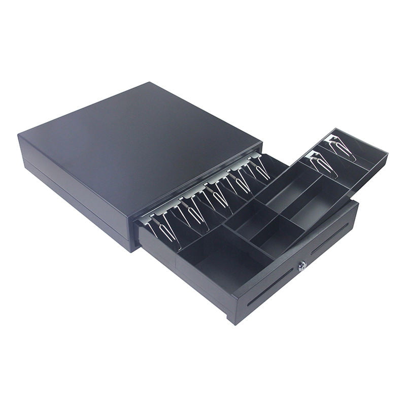 Close up of RJ12 cable plugging into POS cash drawer